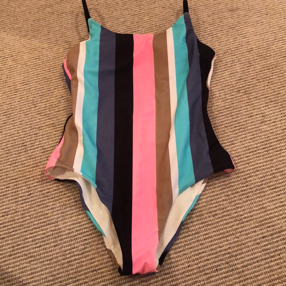 Striped one-piece swimsuit
